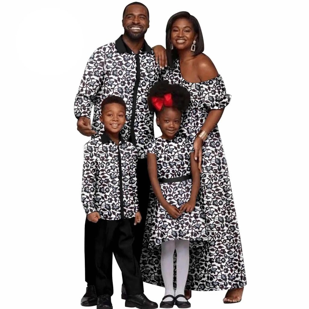 African Dashiki Family Set – Matching Dresses for Women & Girls with Men & Boys Top and Pants - Free Delivery Worldwide only at Flexi Africa