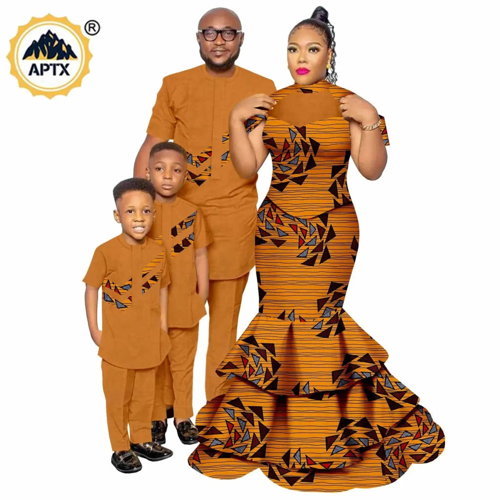 African Dashiki Family Set – Matching Dresses for Women & Girls with Men & Boys Top and Pants - Free Delivery Worldwide only at Flexi Africa