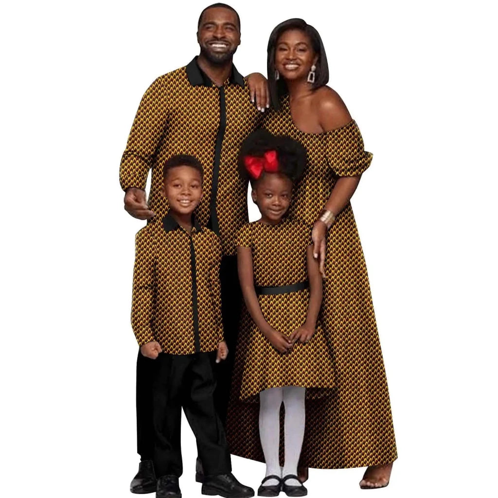 African Dashiki Family Set – Matching Dresses for Women & Girls with Men & Boys Top and Pants - Free Delivery Worldwide only at Flexi Africa