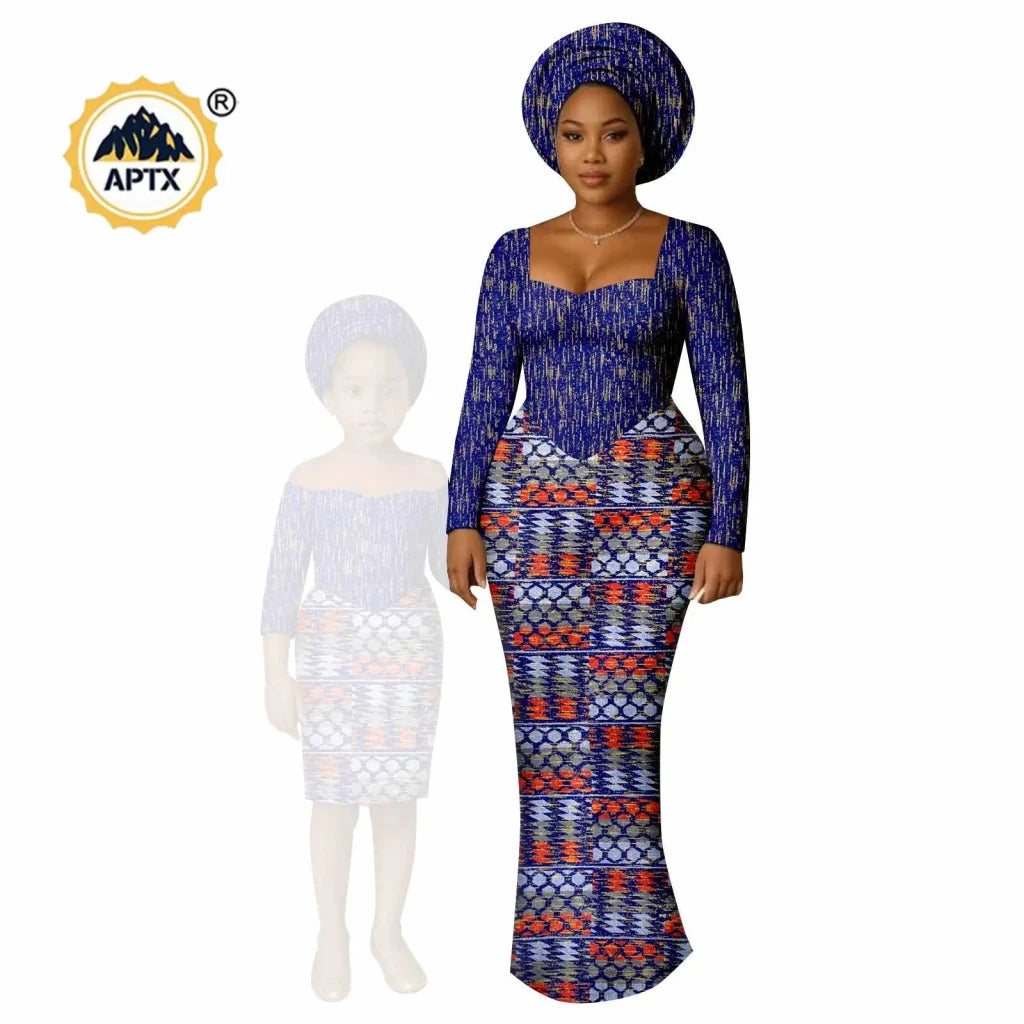 African Dashiki Long Dresses – Ankara Mom and Daughter Matching Family Wear - Free Delivery Worldwide only at Flexi Africa