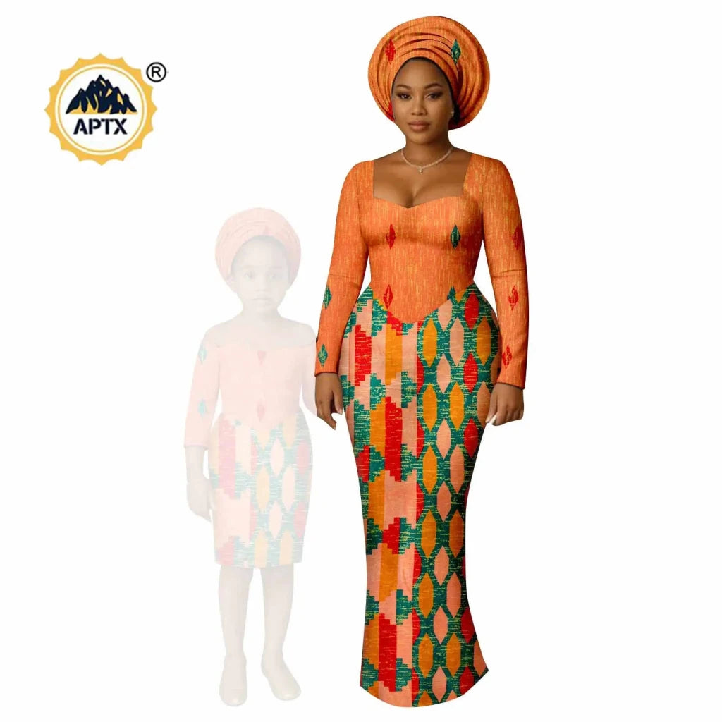 African Dashiki Long Dresses – Ankara Mom and Daughter Matching Family Wear - Free Delivery Worldwide only at Flexi Africa