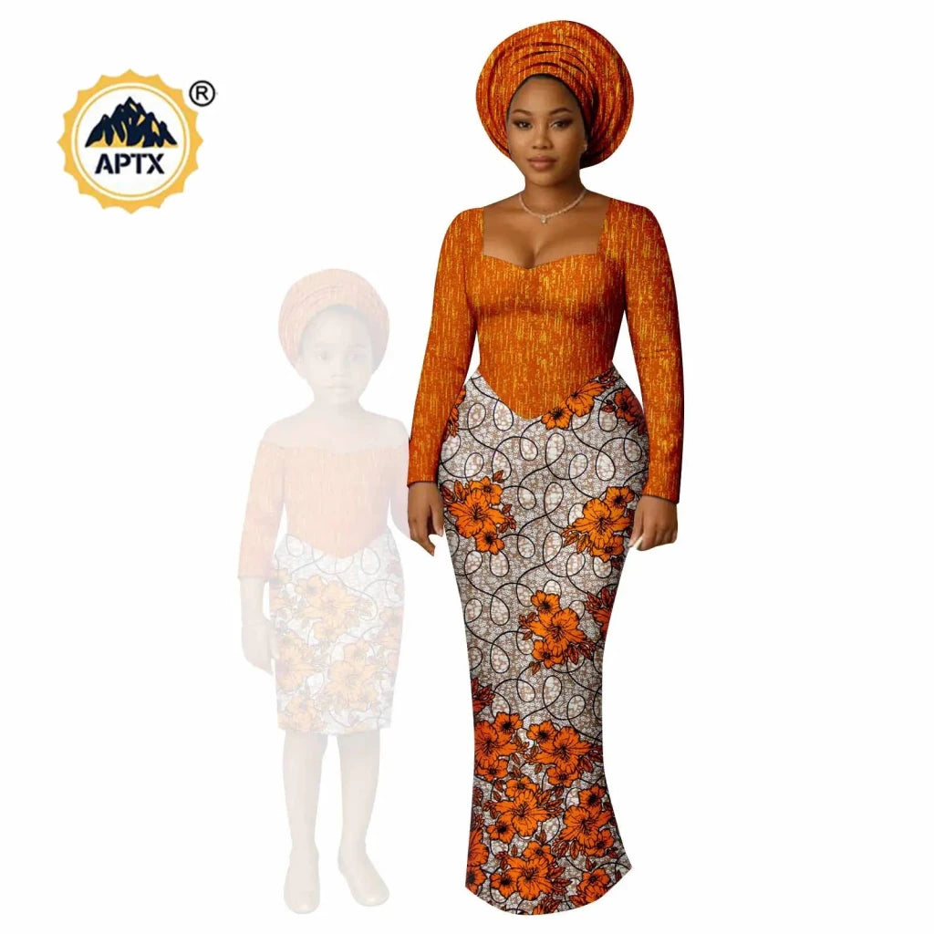 African Dashiki Long Dresses – Ankara Mom and Daughter Matching Family Wear - Free Delivery Worldwide only at Flexi Africa