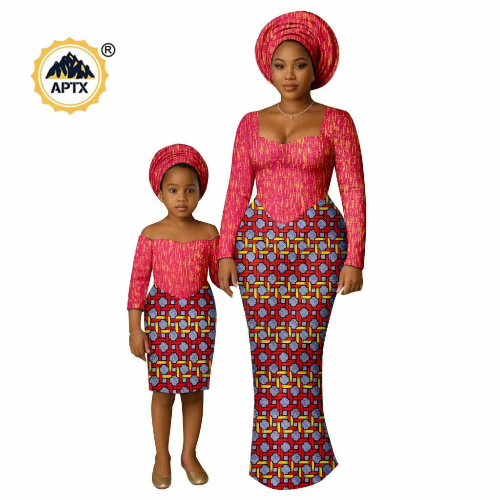 African Dashiki Long Dresses – Ankara Mom and Daughter Matching Family Wear - Free Delivery Worldwide only at Flexi Africa
