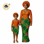 African Dashiki Long Dresses – Ankara Mom and Daughter Matching Family Wear - Free Delivery Worldwide only at Flexi Africa
