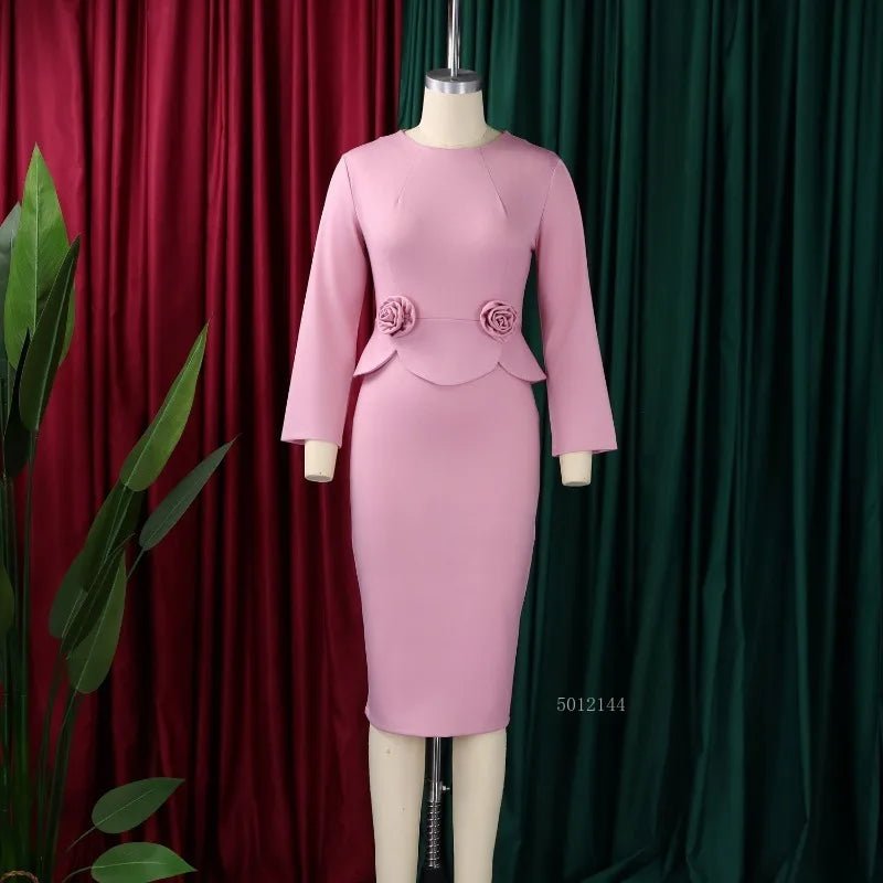 African Dashiki Midi Dress for Women – Elegant Autumn Winter Traditional Dress - Free Delivery Worldwide only at Flexi Africa