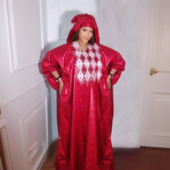 African Dashiki Suit – Traditional Embroidered Red Top and Pants Sets - Free Delivery Worldwide only at Flexi Africa