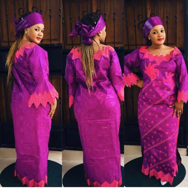 African Dresses For Woman New Fashion African Bazin Riche Design Dress - Free Delivery Worldwide only at Flexi Africa