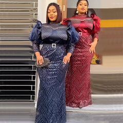 African Dresses for Women 2024 New Fashion Plus Size Sequin Evening Party Long Dress Ankara Dashiki Outfits Robe African Clothes - Free Delivery Worldwide only at Flexi Africa