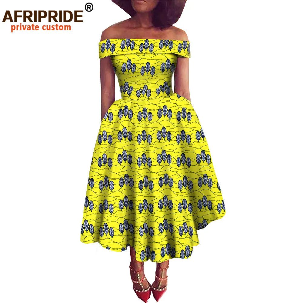 African Dresses for Women Ankara Print Off Shoulder Traditional African Clothing Strapless Dress Ankara Attire A722516 - Free Delivery Worldwide only at Flexi Africa