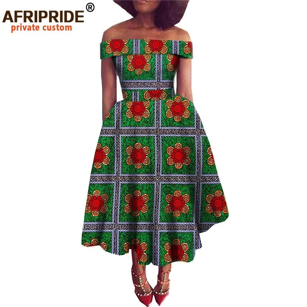 African Dresses for Women Ankara Print Off Shoulder Traditional African Clothing Strapless Dress Ankara Attire A722516 - Free Delivery Worldwide only at Flexi Africa