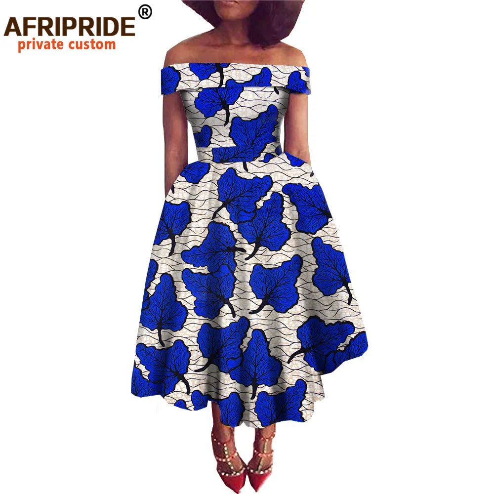 African Dresses for Women Ankara Print Off Shoulder Traditional African Clothing Strapless Dress Ankara Attire A722516 - Free Delivery Worldwide only at Flexi Africa