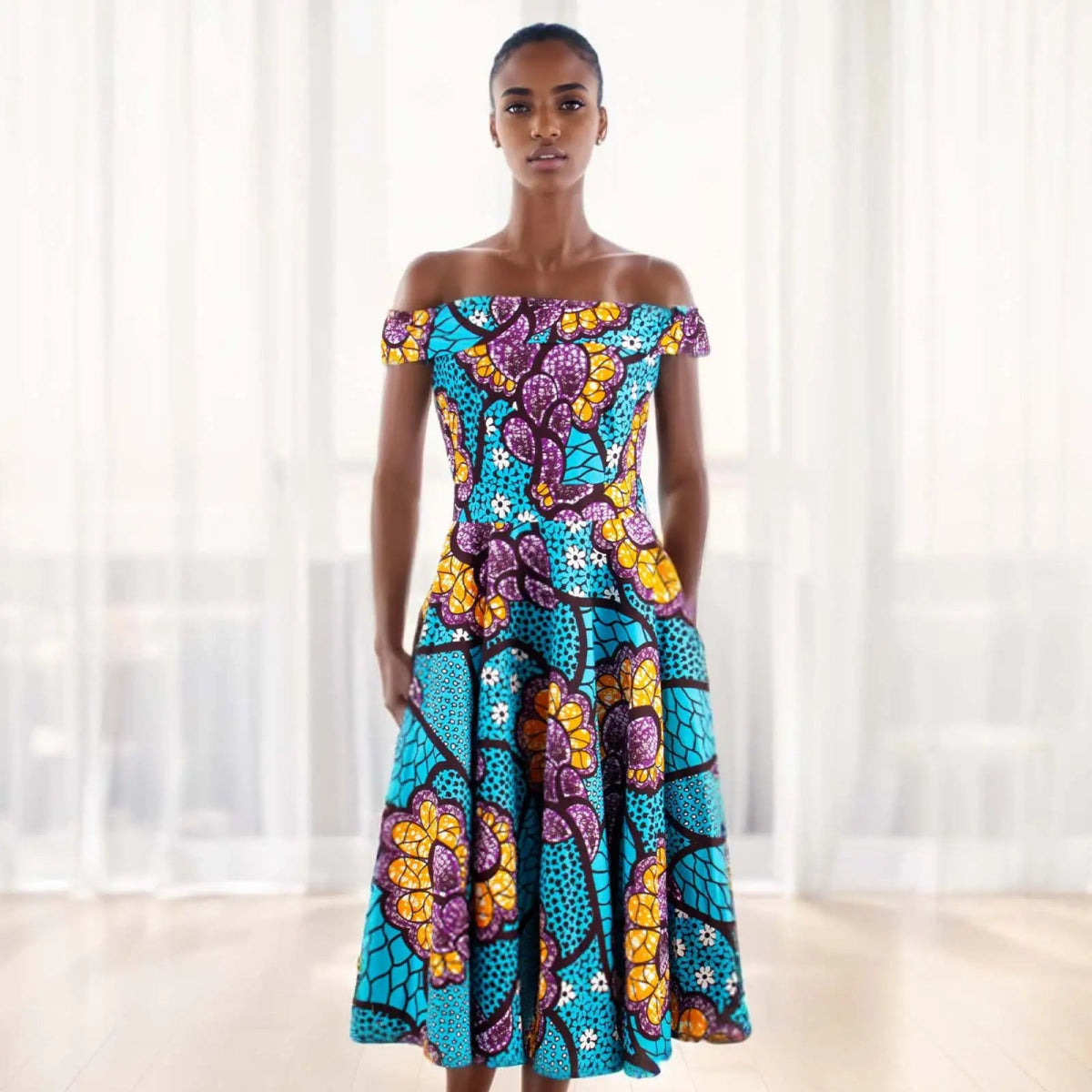 African Dresses for Women Ankara Print Off Shoulder Traditional African Clothing Strapless Dress Ankara Attire
