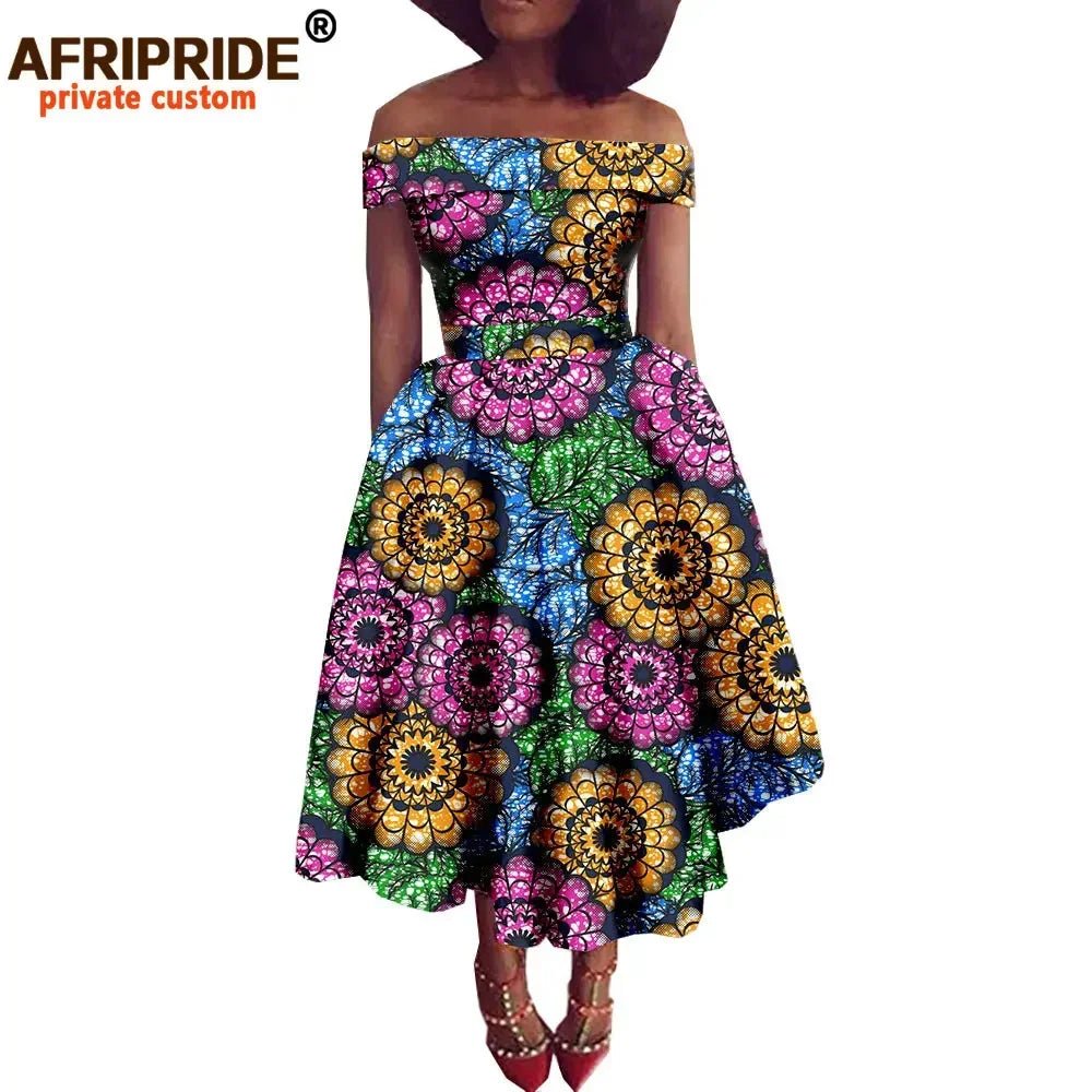 African Dresses for Women Ankara Print Off Shoulder Traditional African Clothing Strapless Dress Ankara Attire A722516 - Free Delivery Worldwide only at Flexi Africa