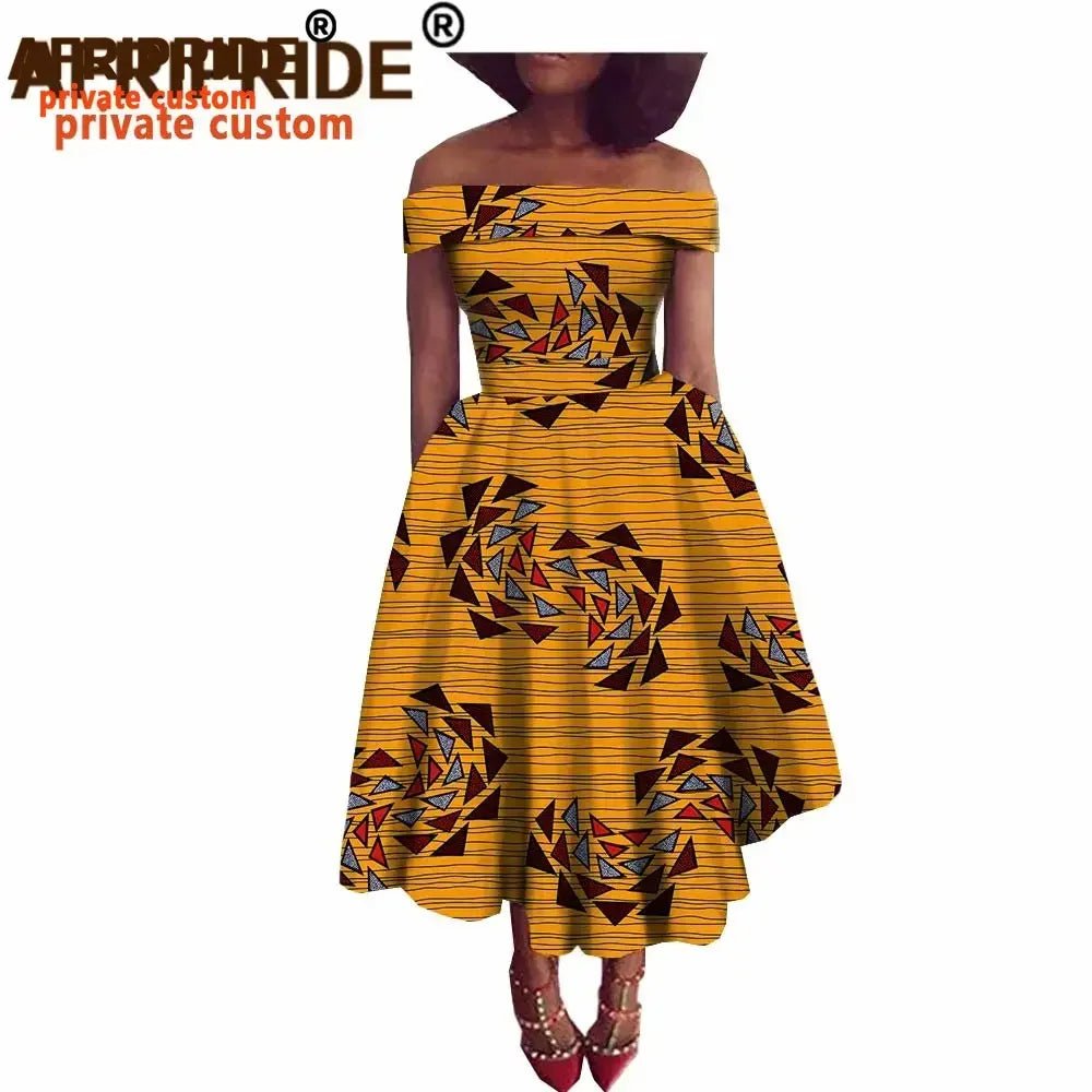 African Dresses for Women Ankara Print Off Shoulder Traditional African Clothing Strapless Dress Ankara Attire A722516 - Free Delivery Worldwide only at Flexi Africa