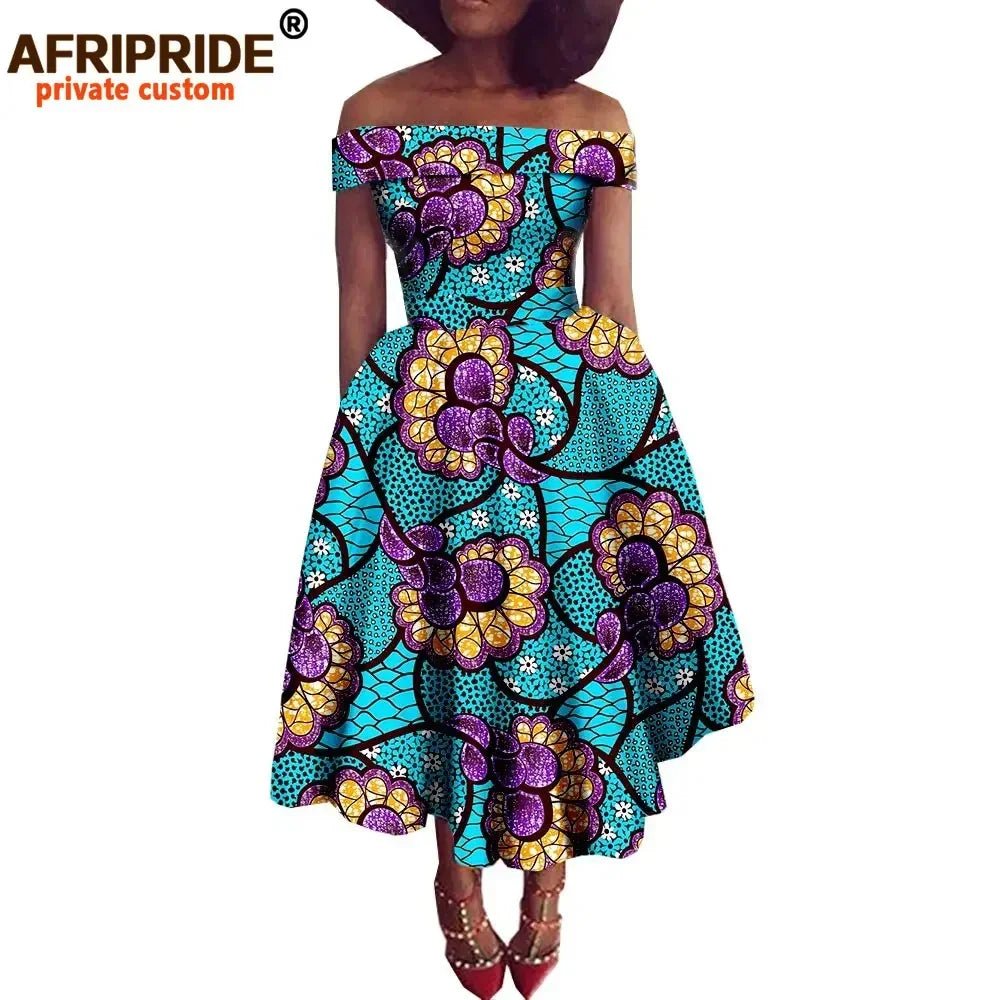 African Dresses for Women Ankara Print Off Shoulder Traditional African Clothing Strapless Dress Ankara Attire A722516 - Free Delivery Worldwide only at Flexi Africa