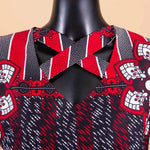 African Dresses for Women Match Print Bow Tie V - Neck Sleeve African Clothes Ankara Print Outfits Plus Size Bazin Riche S2025041 - Free Delivery Worldwide only at Flexi Africa