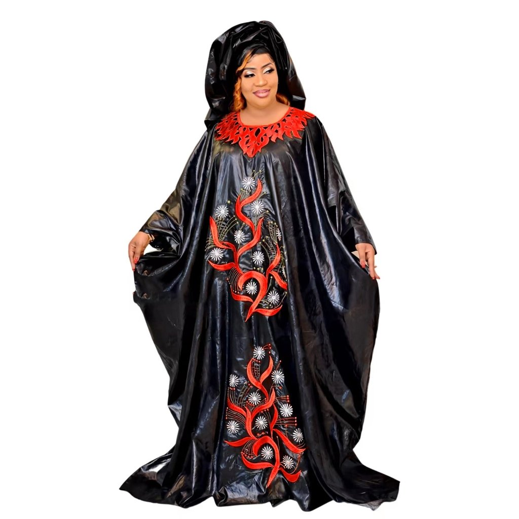 African Maxi Dress for Women – Plus Size Elegant Long Dress with Matching Scarf Free Delivery Worldwide only at Flexi Africa