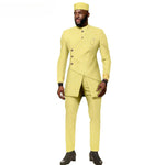 African Ethnic New Men's Casual Suit - Refined and Fitted Style - Party Dress - Fashionable Men's Clothing (Top + Pants + Hat) - Free Delivery Worldwide only at Flexi Africa
