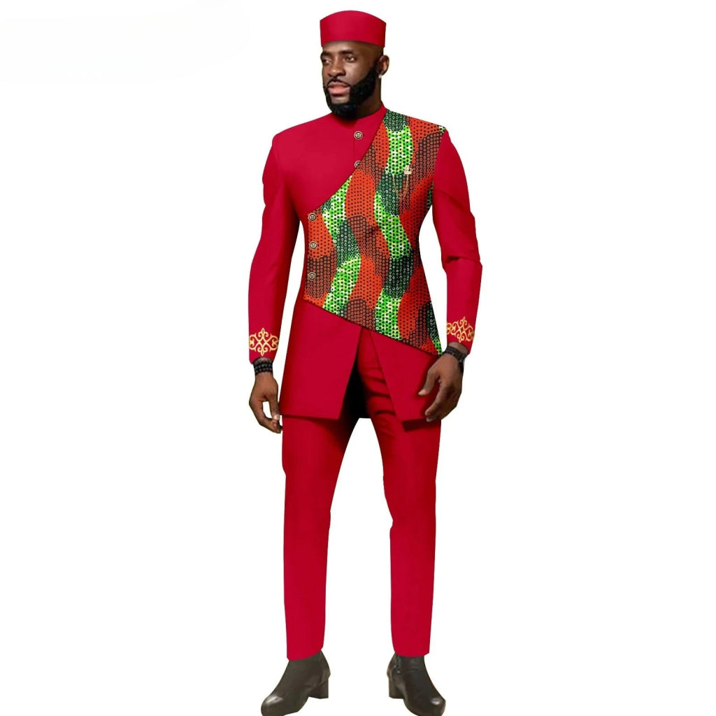 African Ethnic New Style Men's Suit - Elegant and Fitted Design - Fashionable Men's Clothing - Free Delivery Worldwide