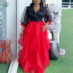 African Fashion Plus Size Long Sleeve Dress – Elegant Gauze Gown for Weddings and Daily Wear - Free Delivery Worldwide only at Flexi Africa
