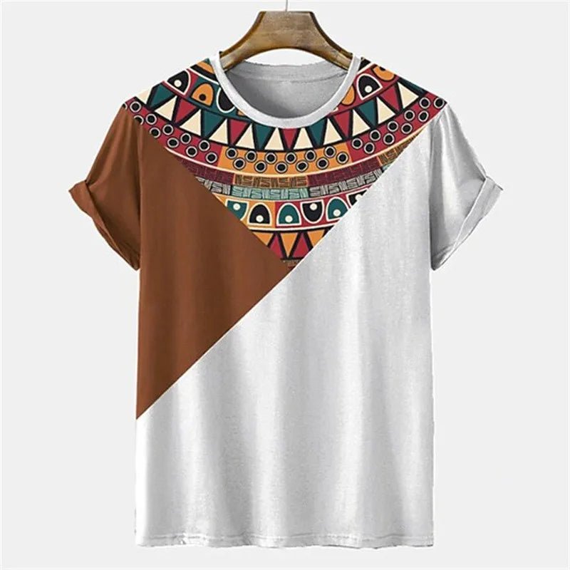 African Grain Digital 3D Cartoon Printed Short Sleeve T-shirt for Casual Simple Men's Loose Top Geometric Pattern Men's T-shirt - Free Delivery Worldwide only at Flexi Africa