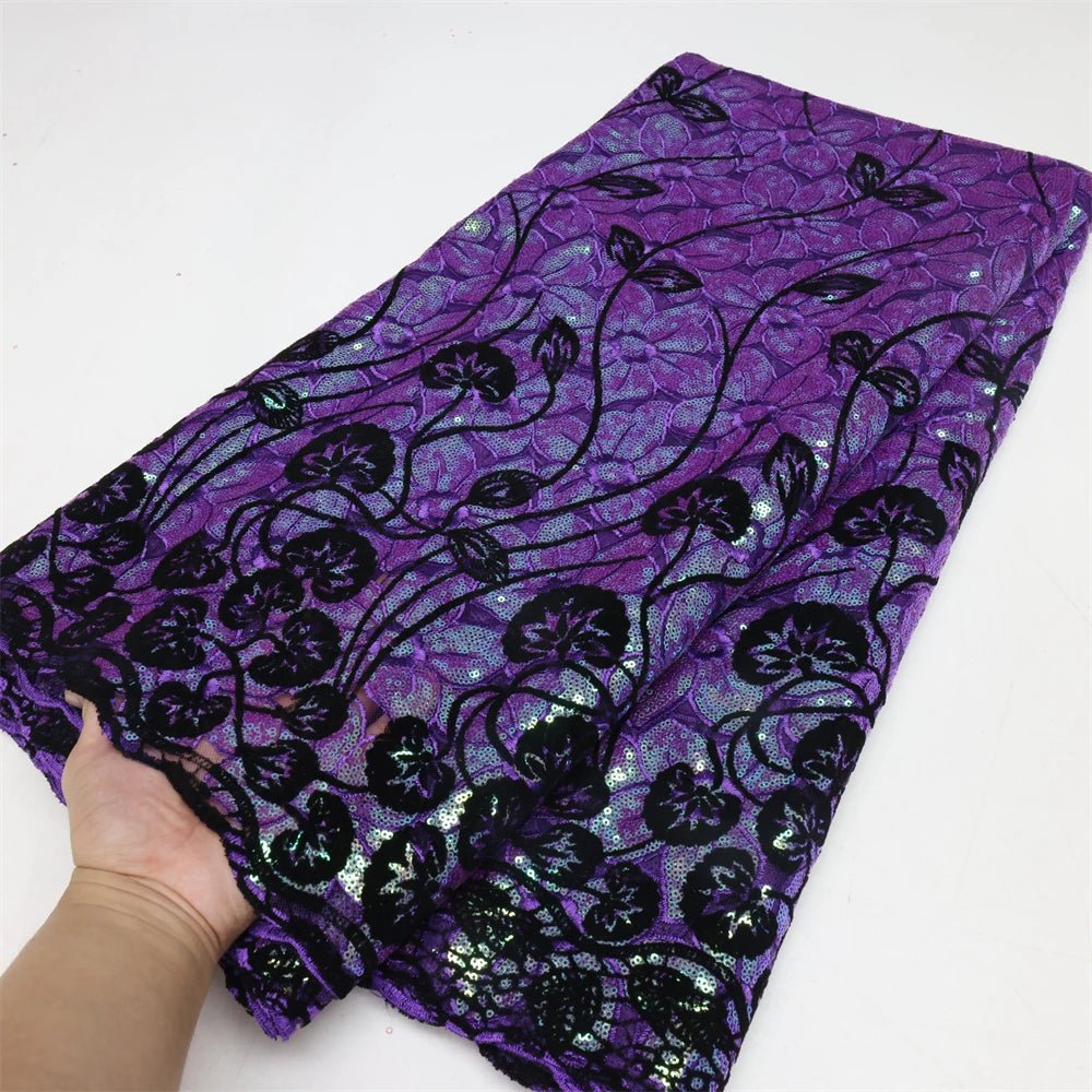 African Lace Fabric – Elegant Tulle Net Embroidery with Sequins - Free Delivery Worldwide only at Flexi Africa