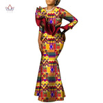 African Maxi Dress – Bazin Riche Cotton Wax Print, Nine - Point Sleeve Long Gown - Free Delivery Worldwide only at Flexi Africa
