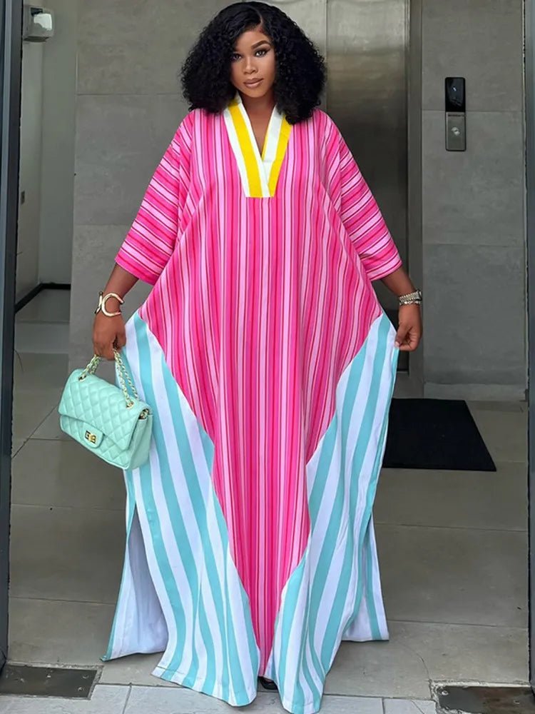 African Maxi Dress for Women – 3/4 Sleeve Dashiki Abaya Style Ankara Dress - Free Delivery Worldwide only at Flexi Africa