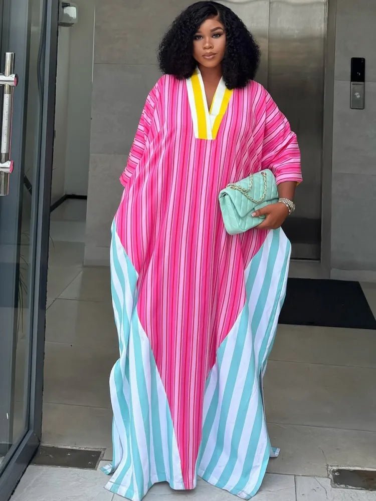 African Maxi Dress for Women – 3/4 Sleeve Dashiki Abaya Style Ankara Dress - Free Delivery Worldwide only at Flexi Africa