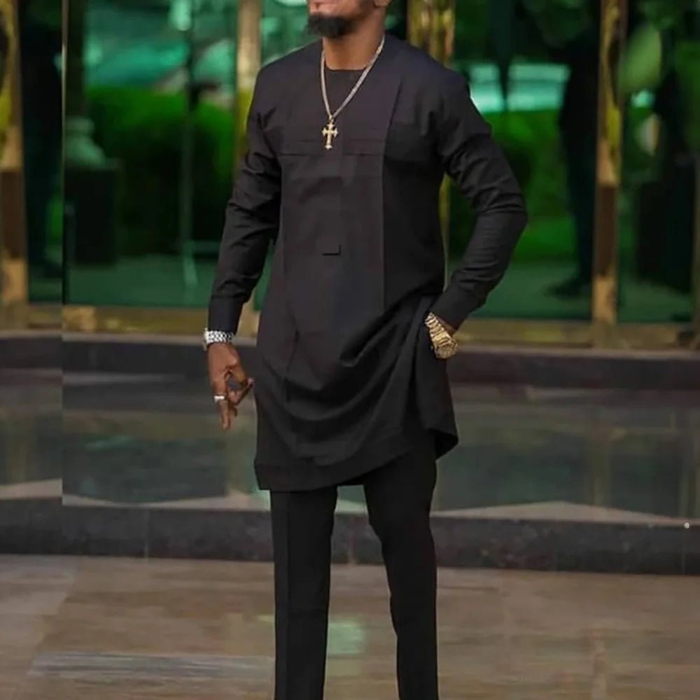 African Men’s Traditional 2PC Set – Designer Tunic & Pants, Ethnic Dashiki Style - Free Delivery only at Flexi Africa