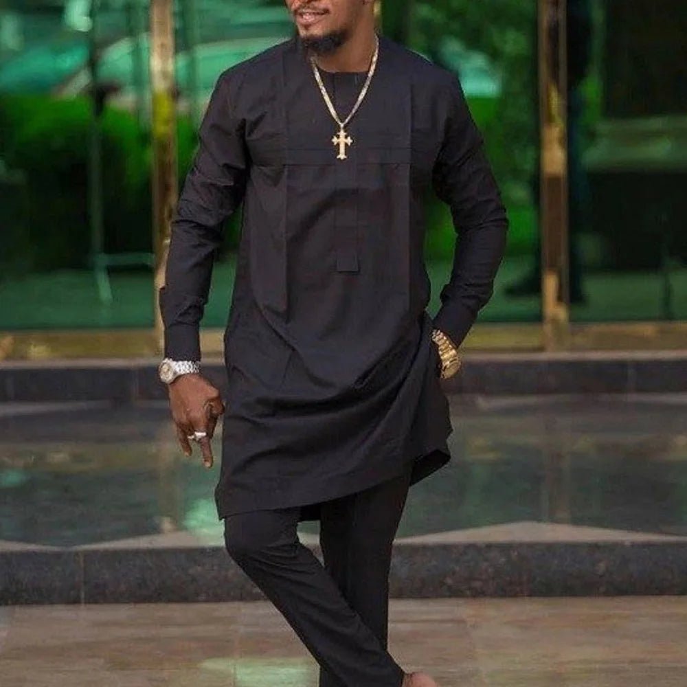 African Men’s Traditional 2PC Set – Designer Tunic & Pants, Ethnic Dashiki Style - Free Delivery only at Flexi Africa