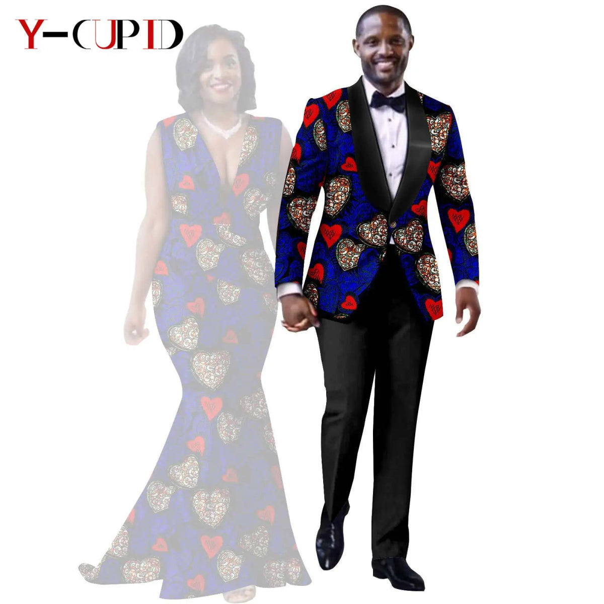 African Mermaid Dress & Matching Men’s Suit Set – Dashiki Couple Outfit for Weddings and Special Events - Free Delivery Worldwide only at Flexi Africa