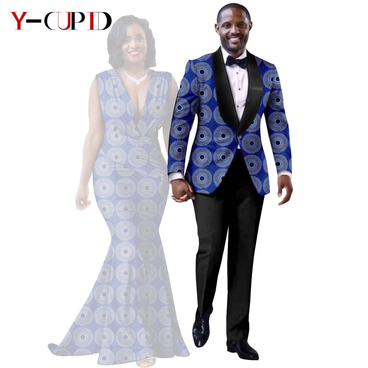 African Mermaid Dress & Matching Men’s Suit Set – Dashiki Couple Outfit for Weddings and Special Events - Free Delivery Worldwide only at Flexi Africa