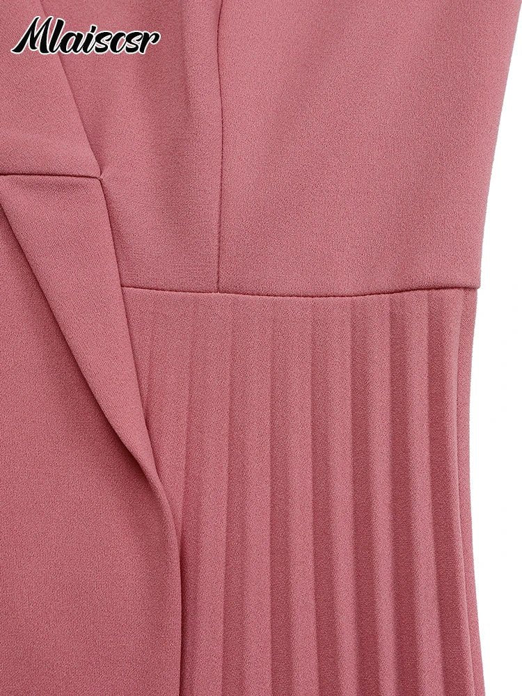 African Pleated A - Line Dress for Women – V - Neck High - Waist Office Dress with Belt - Free Delivery Worldwide only at Flexi Africa