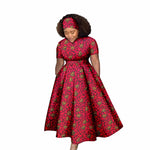 African Print Couple Matching Set – Women’s Long Dress & Men’s Dashiki Pant Outfit - Free Delivery Worldwide only at Flexi Africa