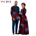 African Print Couple Outfit Set – Women’s Long Tutu Dress & Men’s Dashiki Suit Top and Pants - Free Delivery Worldwide only at Flexi Africa