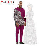 African Print Couple Outfit Set – Women’s Long Tutu Dress & Men’s Dashiki Suit Top and Pants - Free Delivery Worldwide only at Flexi Africa