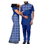 African Print Couple Set – Women’s Lace Dress Paired with Men’s Dashiki Shirt and Pants - Free Delivery Worldwide only at Flexi Africa
