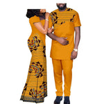 African Print Couple Set – Women’s Lace Dress Paired with Men’s Dashiki Shirt and Pants - Free Delivery Worldwide only at Flexi Africa