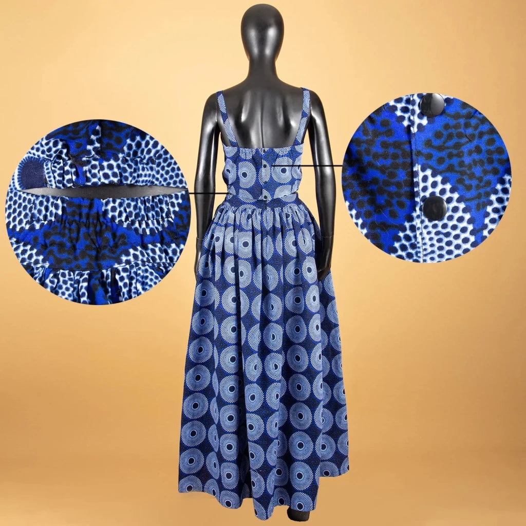 African Print Crop Top and Maxi Skirt Set – Women’s 2PC Ankara Outfit, Traditional Party Wear - Free Delivery Worldwide only at Flexi Africa