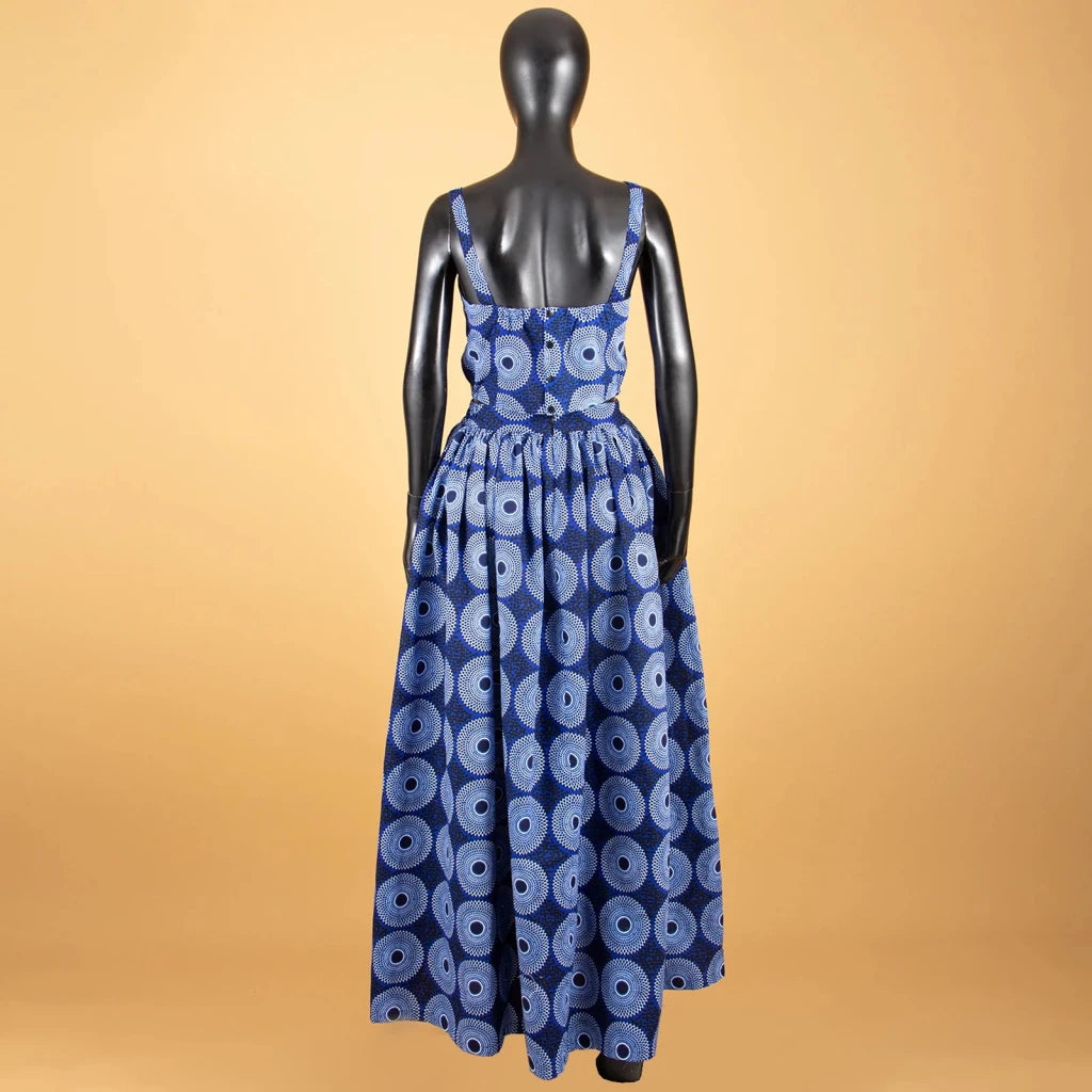 African Print Crop Top and Maxi Skirt Set – Women’s 2PC Ankara Outfit, Traditional Party Wear - Free Delivery Worldwide only at Flexi Africa