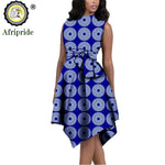 African Print Dresses for Women – Sleeveless Dashiki Ankara Knee Dress with Belt - Free Delivery Worldwide only at Flexi Africa