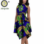 African Print Dresses for Women – Sleeveless Dashiki Ankara Knee Dress with Belt - Free Delivery Worldwide only at Flexi Africa