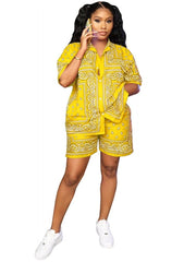 African Print Elastic Bazin 2PC for Women - Baggy Shorts and Dashiki Famous Suit with Rock Style Outfit for Ladies