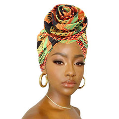 African Print Stretch Bandana Head Wrap Floral Ankara Dashiki Women - Flexi Africa - Flexi Africa offers Free Delivery Worldwide - Vibrant African traditional clothing showcasing bold prints and intricate designs