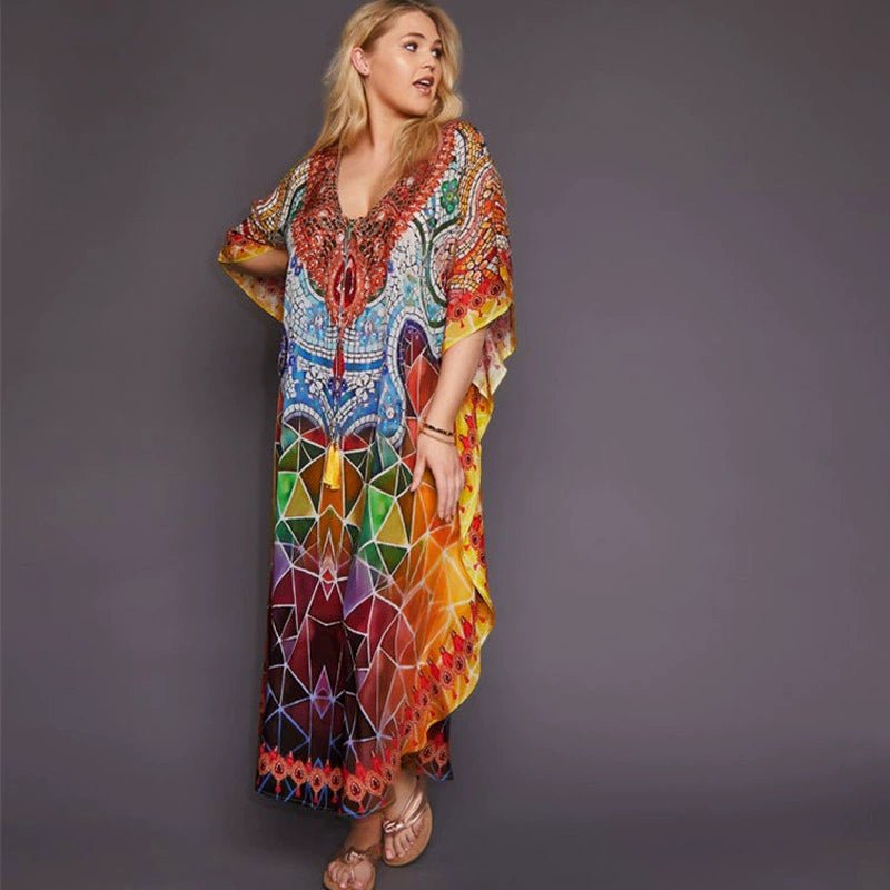 African Retro Hippie Colorful Quick Dry Beach Dress Robe - Free Delivery Worldwide only at Flexi Africa