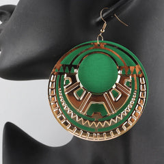 African Round Gold Wooden Earrings Mixed Colors - Free Delivery Worldwide only at Flexi Africa