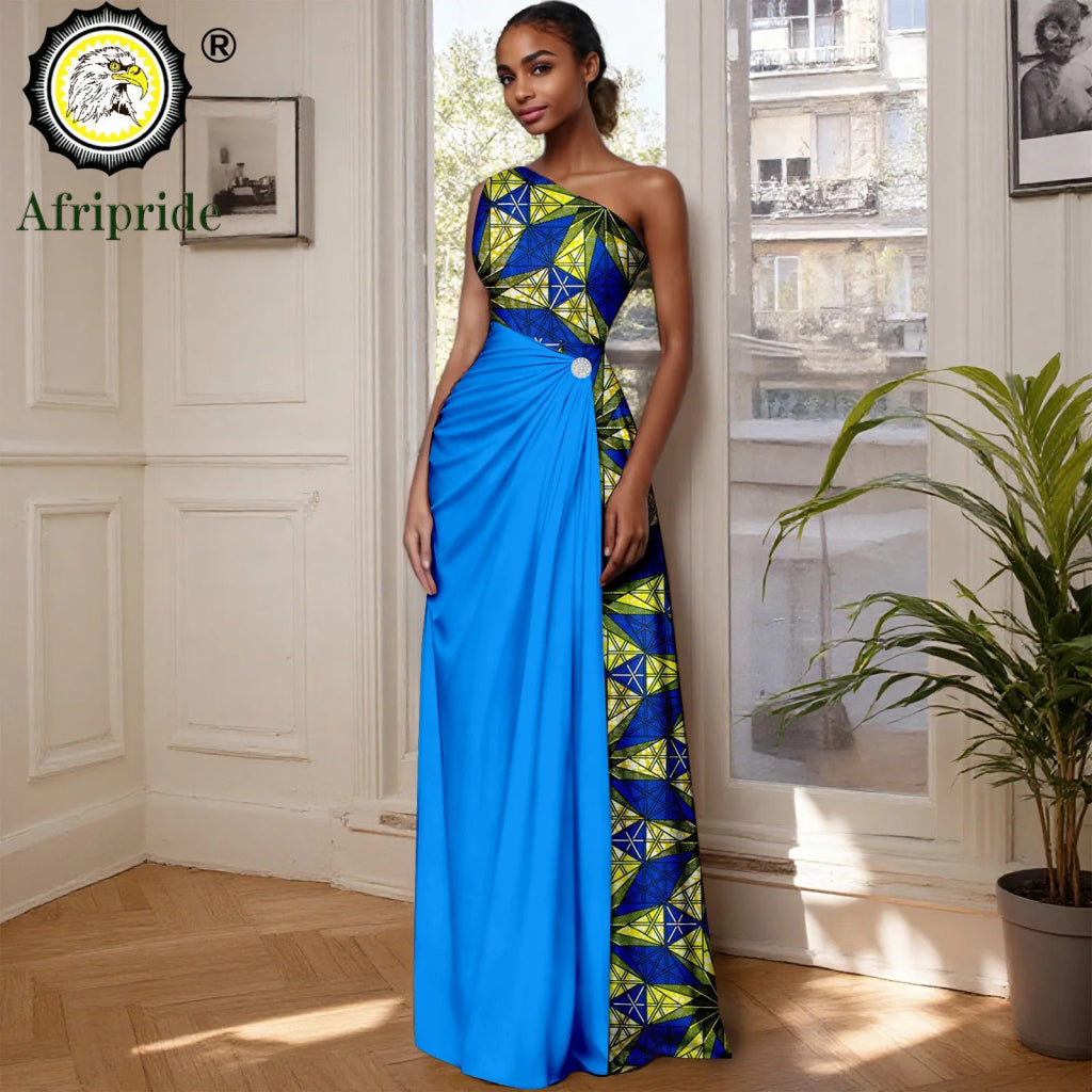 African Sleeveless Off - Shoulder Maxi Dresses for Women | High - Waist Ankara Party Wear - Free Delivery Worldwide only at Flexi Africa