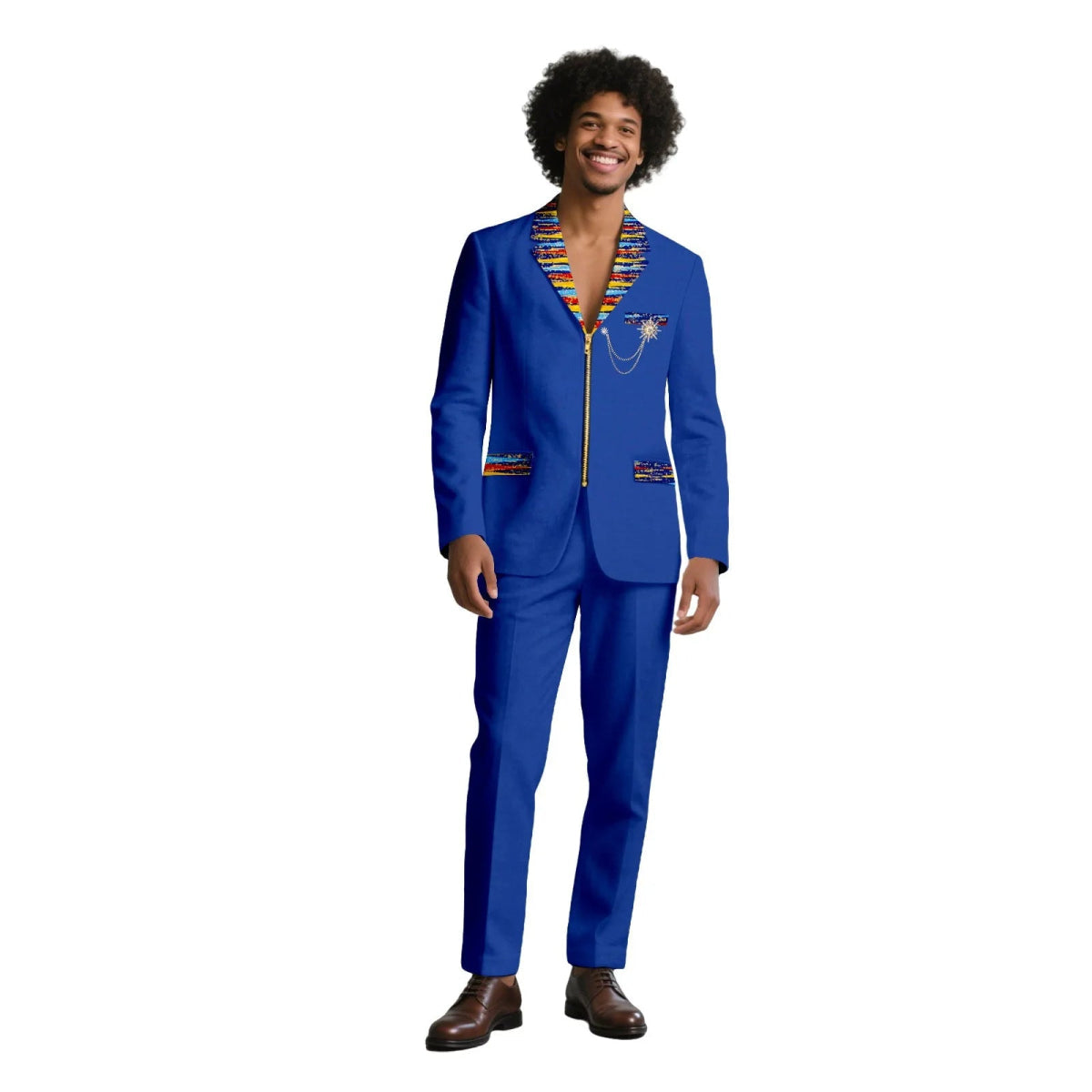 African Suits for Men Traditional Wedding Designed Slim Fit Jacket Pants Set with Breastbin High Quality Suit Mens Clothes