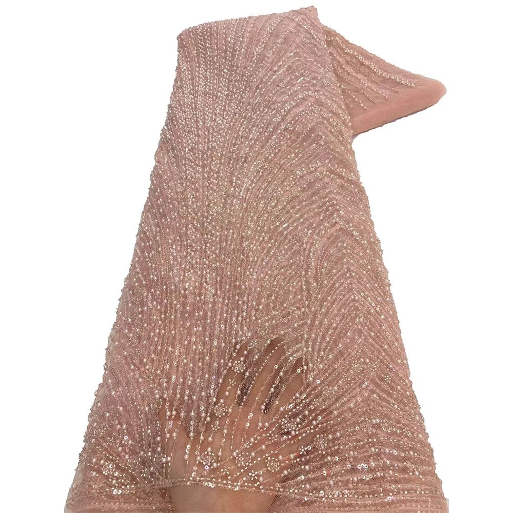 African Various Lace Fabric – Premium Handmade Beaded Embroidery for Elegant Dresses - Free Delivery Worldwide only at Flexi Africa